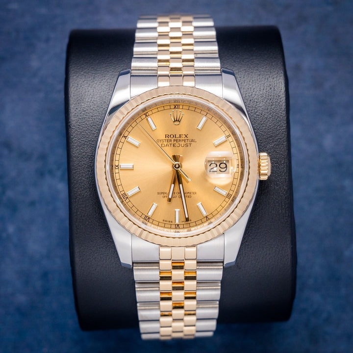 Rolex Datejust 116233 Steel & Yellow Gold Champagne Index Dial – front