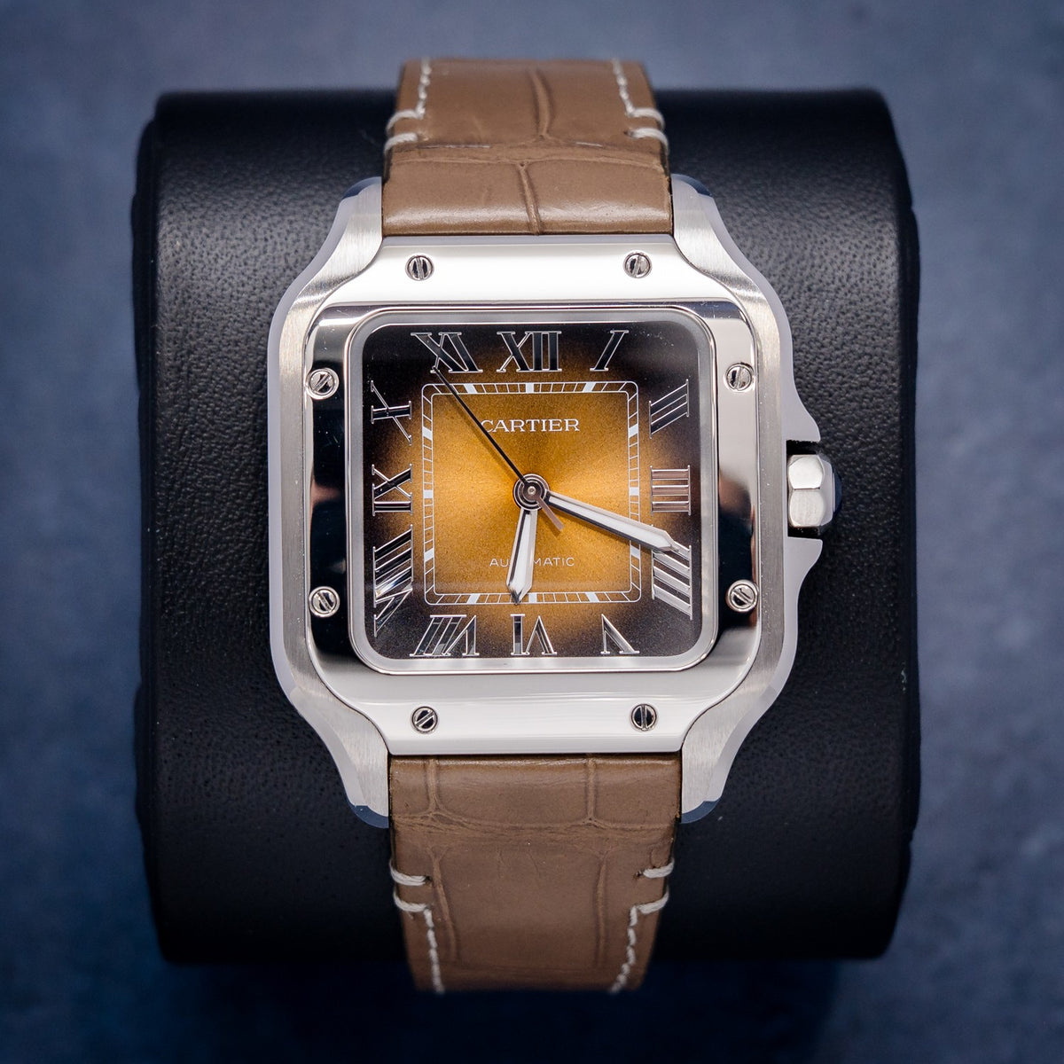 Cartier Santos Large WSSA0065 Steel Chocolate Gradient Dial – dial close-up