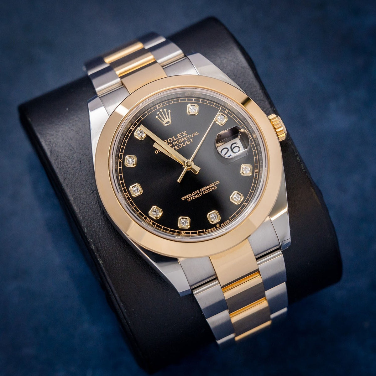 Rolex Datejust 126303 Steel & Yellow Gold Black Diamond Dial – dial close-up