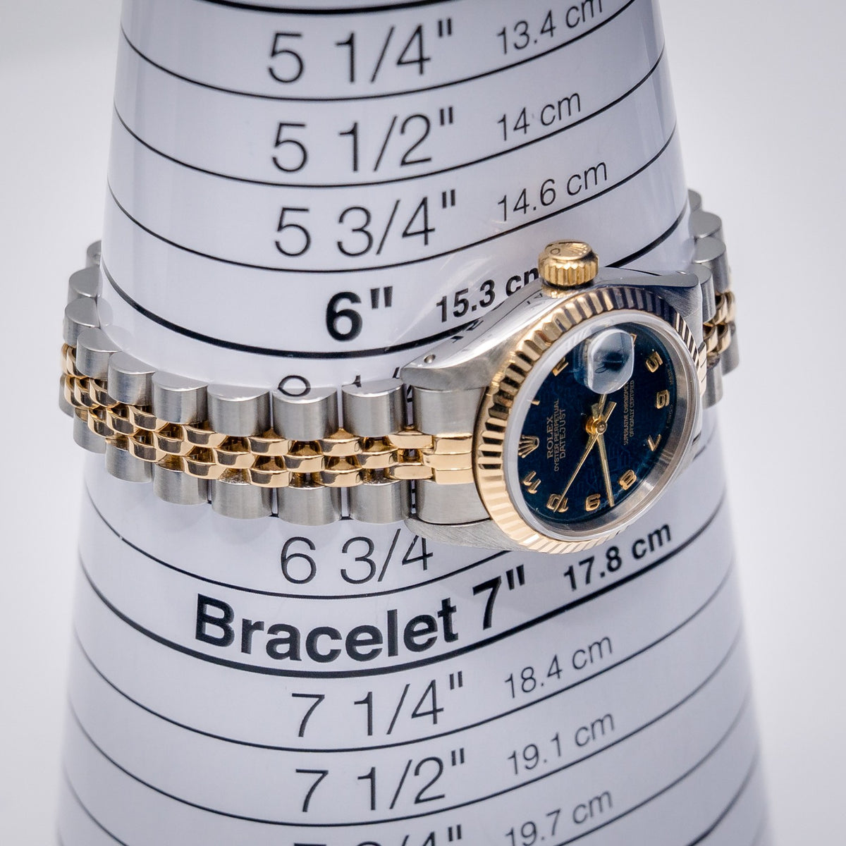 Rolex Datejust 69173 Steel & Yellow Gold Blue Jubilee Dial – detail