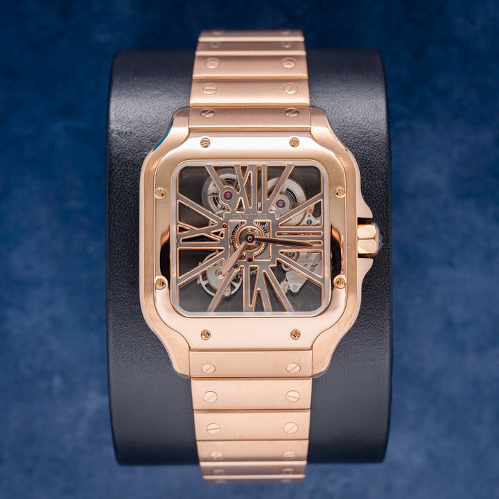 Cartier Santos Skeleton WHSA0016 Rose Gold – front