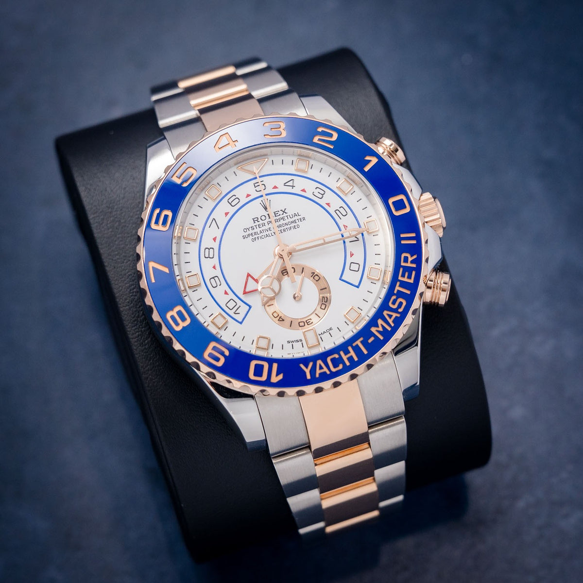 Rolex Yacht-Master II 116681 Steel & Rose Gold – dial close-up