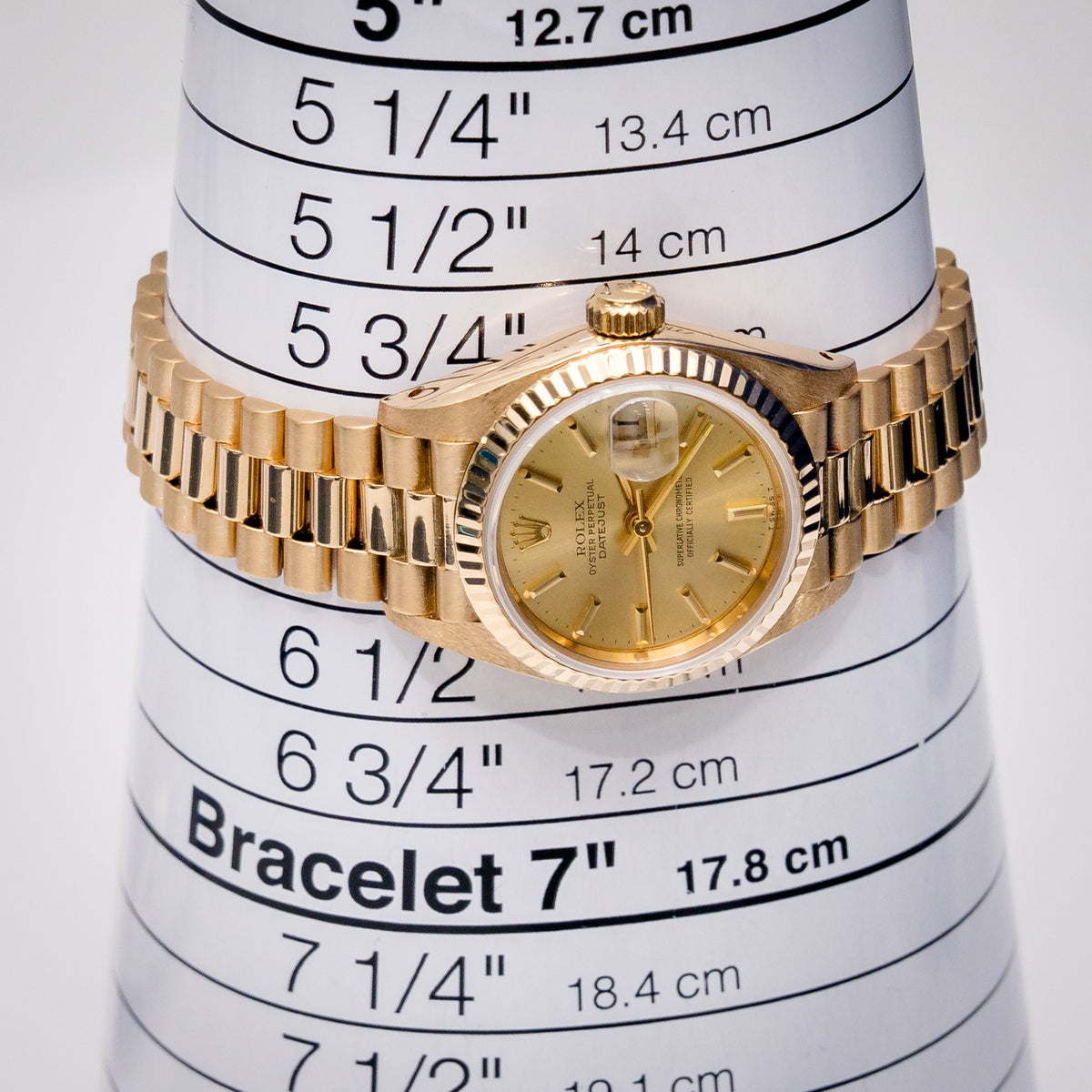 Rolex Datejust 69178 Yellow Gold Champagne Index Dial – detail