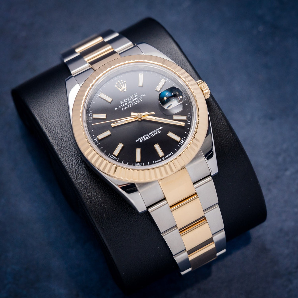 Rolex Datejust 126333 Steel & Yellow Gold Black Index Dial – dial close-up