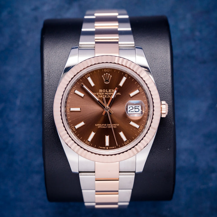 Rolex Datejust 126331 Steel & Rose Gold Chocolate Index Dial – front