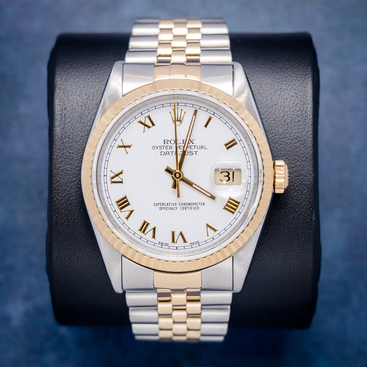 Rolex Datejust 16233 Steel & Yellow Gold Roman Dial – front
