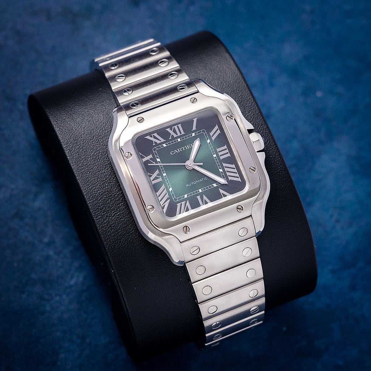 Cartier Santos WSSA0061 Santos Green Dial – dial close-up