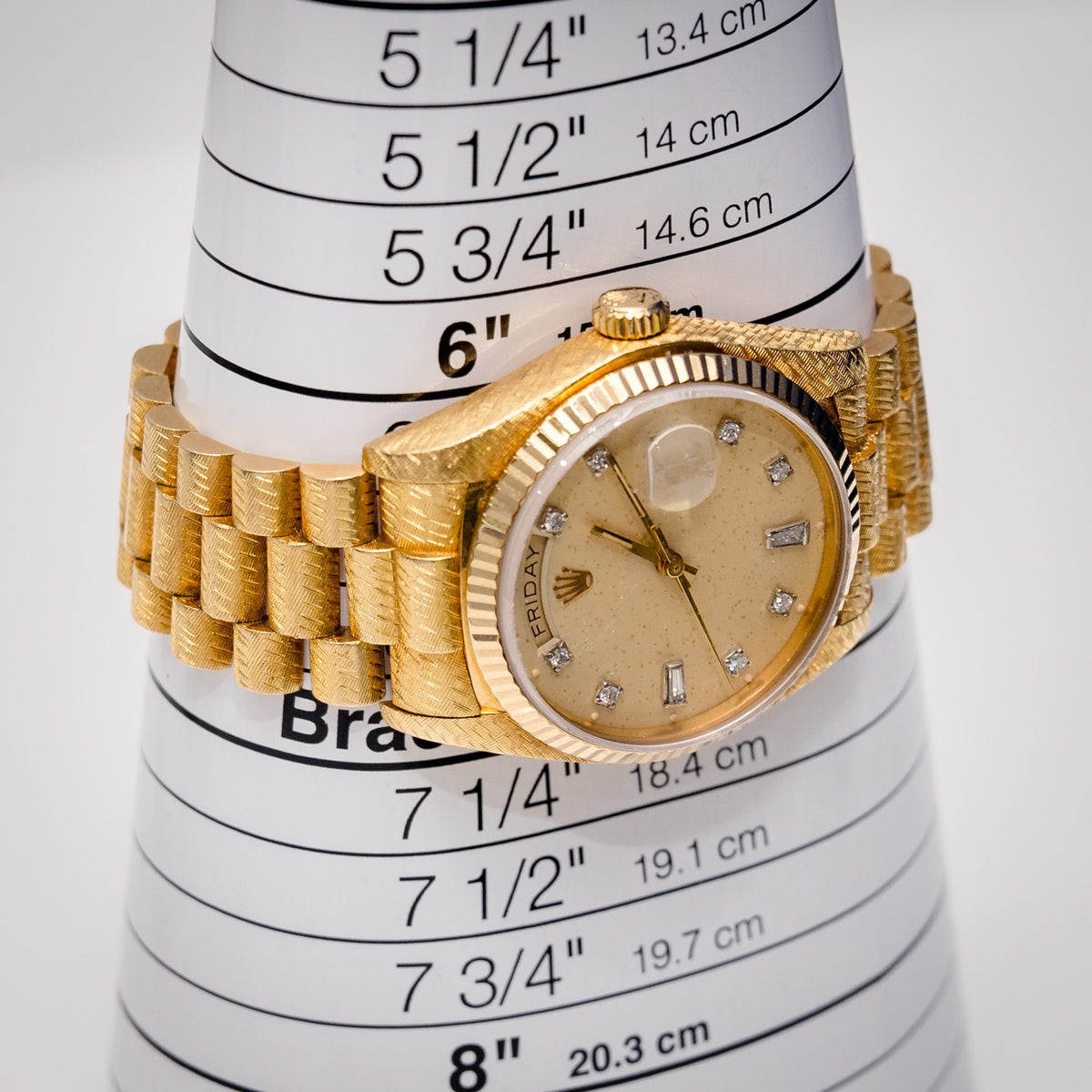 Rolex Day-Date 18038 Yellow Gold Champagne Stick Dial – box & papers