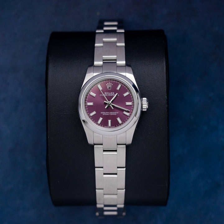 Rolex Oyster Perpetual 176200 Purple Dial – front