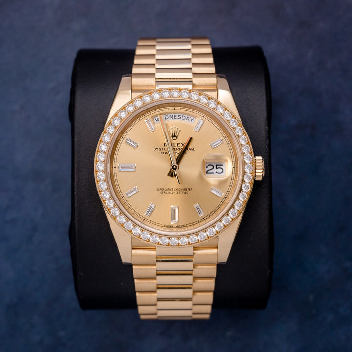 Rolex Day-Date 228348RBR Champagne Diamond Dial – front
