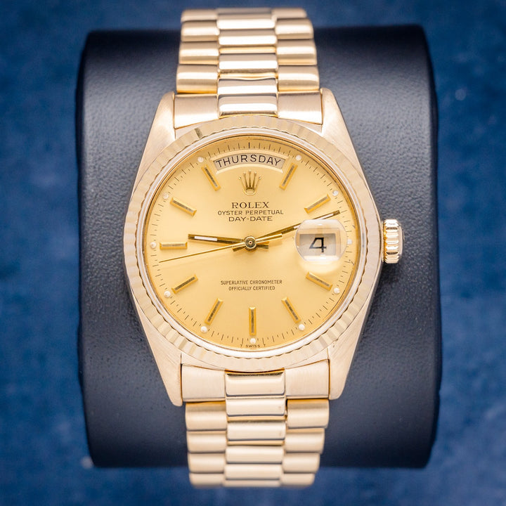 Rolex Day-Date Presidential 18078 Yellow Gold Champagne Index Dial – front