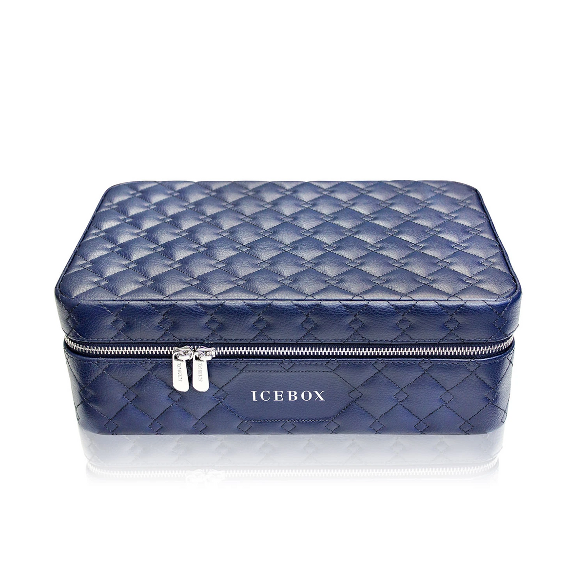Icebox Large Traveler Case in navy, 8-watch capacity, exterior view